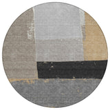 8' Gray And Silver Round Geometric Washable Indoor Outdoor Area Rug