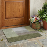 3' X 5' Olive Green And Fern Green Geometric Washable Indoor Outdoor Area Rug