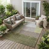 5' X 8' Olive Green And Fern Green Geometric Washable Indoor Outdoor Area Rug