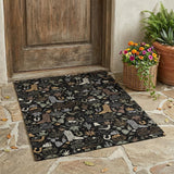 3' X 5' Black And Gray Cactus Washable Indoor Outdoor Area Rug