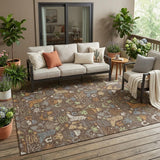 5' X 8' Chocolate And Beige Cactus Washable Indoor Outdoor Area Rug