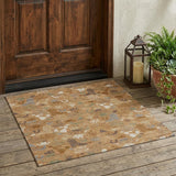 3' X 5' Copper And Beige Cactus Washable Indoor Outdoor Area Rug