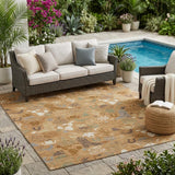 5' X 8' Copper And Beige Cactus Washable Indoor Outdoor Area Rug