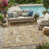 5' X 8' Gold And Ivory Cactus Washable Indoor Outdoor Area Rug