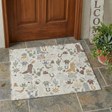 3' X 5' Ivory And Beige Cactus Washable Indoor Outdoor Area Rug