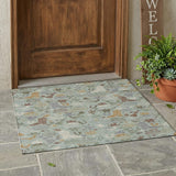 3' X 5' Sage And Gold Cactus Washable Indoor Outdoor Area Rug