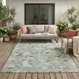 5' X 8' Sage And Gold Cactus Washable Indoor Outdoor Area Rug