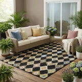 5' X 8' Black And Beige Aztec Washable Indoor Outdoor Area Rug