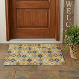 3' X 5' Gold And Teal Blue Aztec Washable Indoor Outdoor Area Rug
