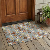 3' X 5' Gray And Beige Aztec Washable Indoor Outdoor Area Rug
