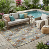5' X 8' Gray And Beige Aztec Washable Indoor Outdoor Area Rug