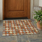 3' X 5' Orange And Gray Aztec Washable Indoor Outdoor Area Rug