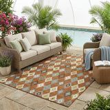 5' X 8' Orange And Gray Aztec Washable Indoor Outdoor Area Rug