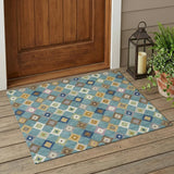 3' X 5' Teal Blue And Orange Aztec Washable Indoor Outdoor Area Rug