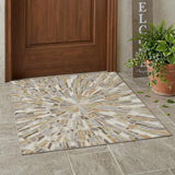 3' X 5' Beige And Taupe Abstract Washable Indoor Outdoor Area Rug