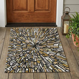 3' X 5' Black And Ivory Abstract Washable Indoor Outdoor Area Rug