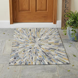 3' X 5' Silver And Gray Abstract Washable Indoor Outdoor Area Rug