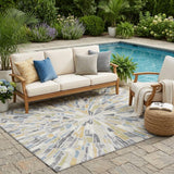 5' X 8' Silver And Gray Abstract Washable Indoor Outdoor Area Rug