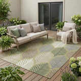 5' X 8' Green And Ivory Floral Washable Indoor Outdoor Area Rug
