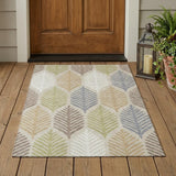 3' X 5' Beige And Ivory Floral Washable Indoor Outdoor Area Rug