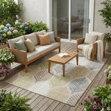 5' X 8' Beige And Ivory Floral Washable Indoor Outdoor Area Rug