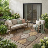 5' X 8' Chocolate And Beige Floral Washable Indoor Outdoor Area Rug