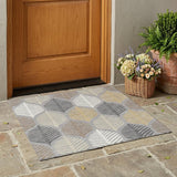 3' X 5' Gray And Beige Floral Washable Indoor Outdoor Area Rug