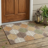 3' X 5' Taupe And Beige Floral Washable Indoor Outdoor Area Rug