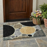 3' X 5' Black And Gold Geometric Washable Indoor Outdoor Area Rug