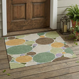 3' X 5' Green And Brown Geometric Washable Indoor Outdoor Area Rug