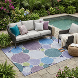 5' X 8' Plum And Lavender Geometric Washable Indoor Outdoor Area Rug