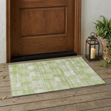 3' X 5' Green And Fern Green Striped Washable Indoor Outdoor Area Rug