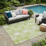 5' X 8' Green And Fern Green Striped Washable Indoor Outdoor Area Rug