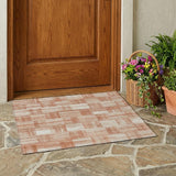 3' X 5' Copper And Salmon Striped Washable Indoor Outdoor Area Rug