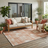 5' X 8' Copper And Salmon Striped Washable Indoor Outdoor Area Rug