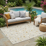 5' X 8' Beige And Gold Geometric Washable Indoor Outdoor Area Rug