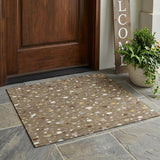 3' X 5' Brown And Beige Geometric Washable Indoor Outdoor Area Rug