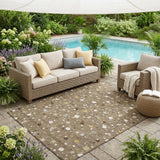 5' X 8' Brown And Beige Geometric Washable Indoor Outdoor Area Rug