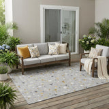 5' X 8' Gray And Silver Geometric Washable Indoor Outdoor Area Rug