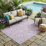 5' X 8' Lavender And Ivory Geometric Washable Indoor Outdoor Area Rug