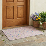 3' X 5' Pink And Ivory Geometric Washable Indoor Outdoor Area Rug