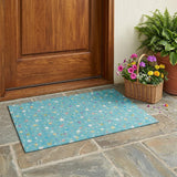 3' X 5' Teal Blue And Pink Geometric Washable Indoor Outdoor Area Rug