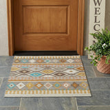3' X 5' Beige And Orange Southwestern Washable Indoor Outdoor Area Rug