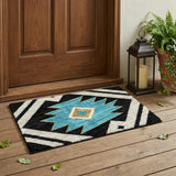 3' X 5' Black And Taupe Southwestern Washable Indoor Outdoor Area Rug