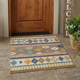 3' X 5' Brown And Taupe Southwestern Washable Indoor Outdoor Area Rug