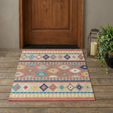 3' X 5' Coral And Beige Southwestern Washable Indoor Outdoor Area Rug