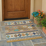 3' X 5' Gold And Brown Southwestern Washable Indoor Outdoor Area Rug