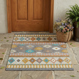 3' X 5' Gray And Silver Southwestern Washable Indoor Outdoor Area Rug