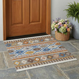 3' X 5' Ivory And Brown Southwestern Washable Indoor Outdoor Area Rug