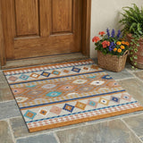 3' X 5' Orange And Copper Southwestern Washable Indoor Outdoor Area Rug